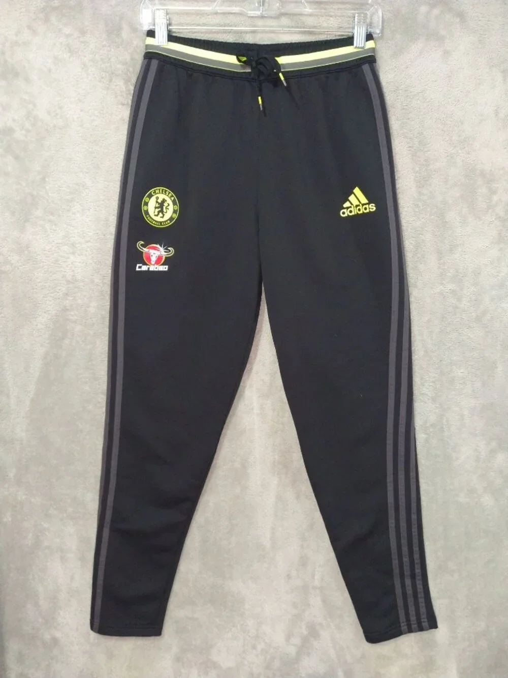 Adidas Sweatpants Mens Small Black Chelsea Football Club Three Stripe Joggers